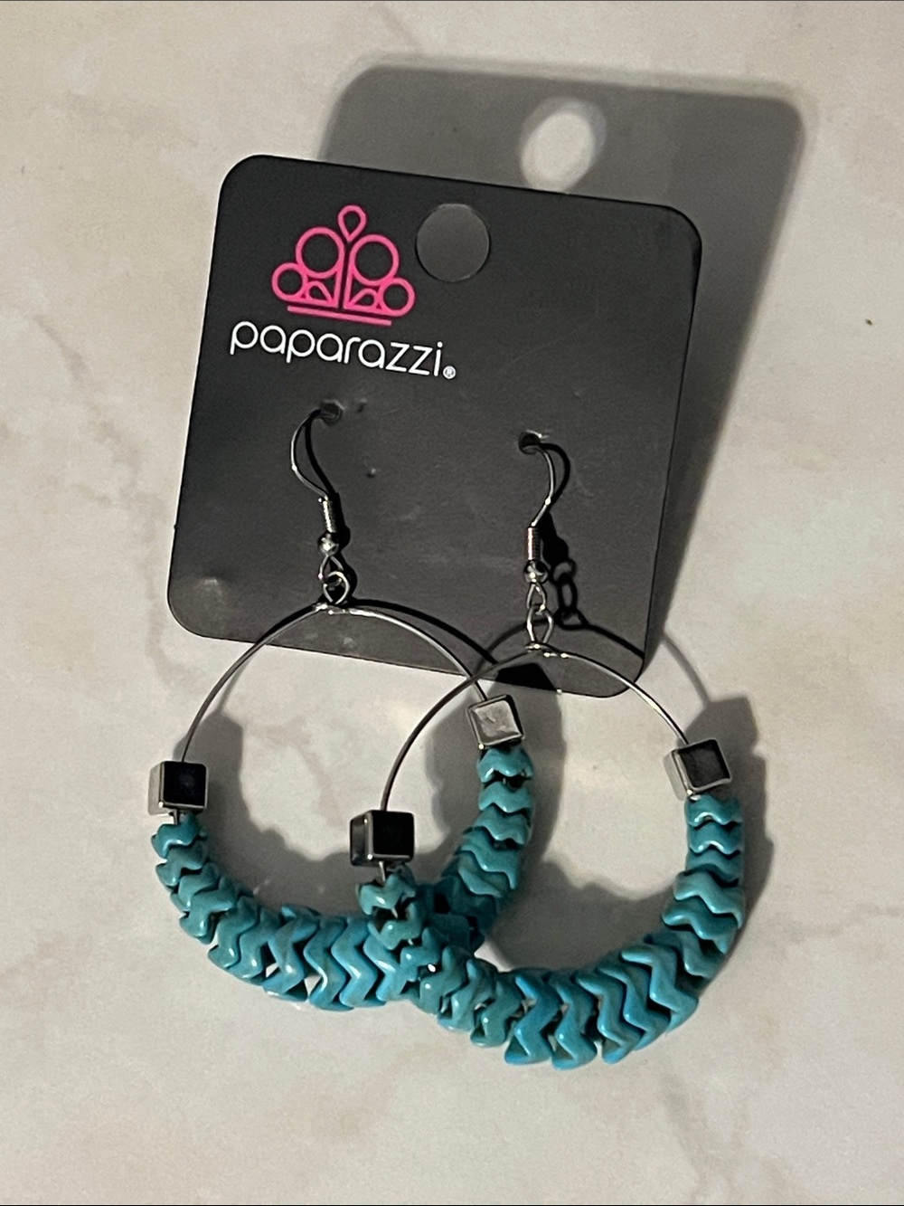 Paparazzi Turquoise Chevron Hoop Earrings